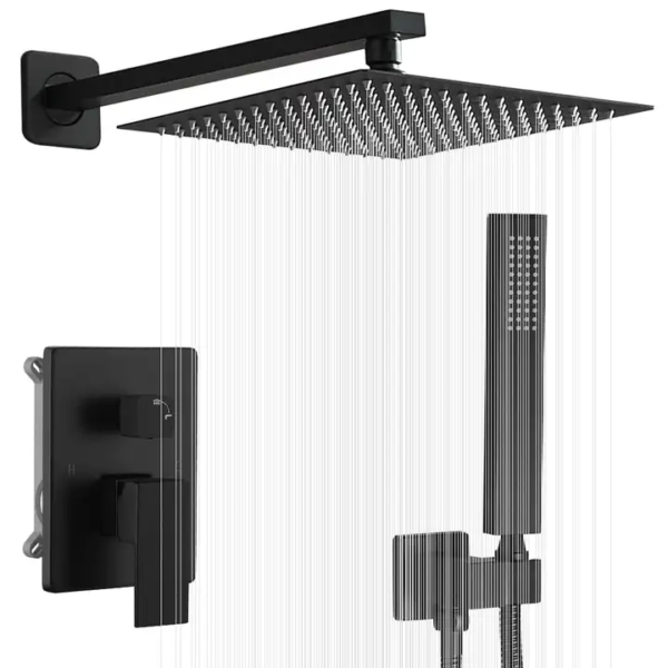 Black Four-Function Concealed Shower Mixer