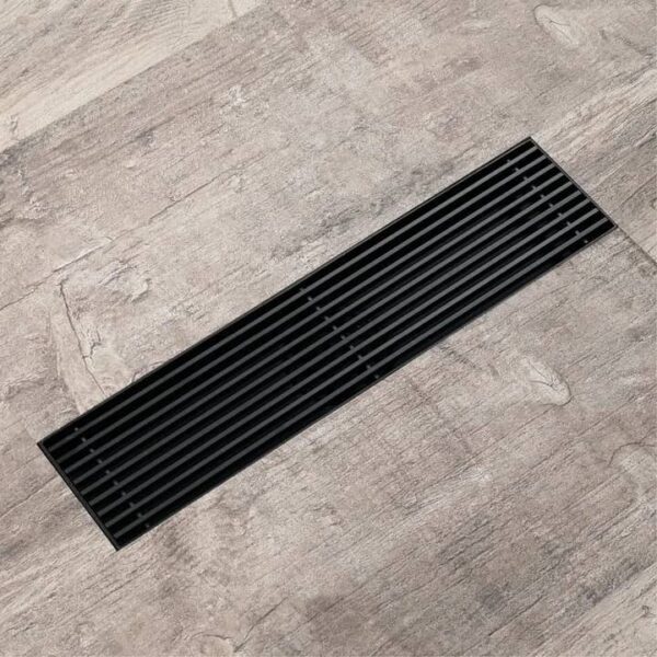 30x10cm Black Linear Shower Drain with Waste Flow