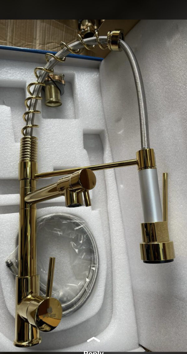 Gold Dual-Function Chain Handle Sink Mixer - Image 2