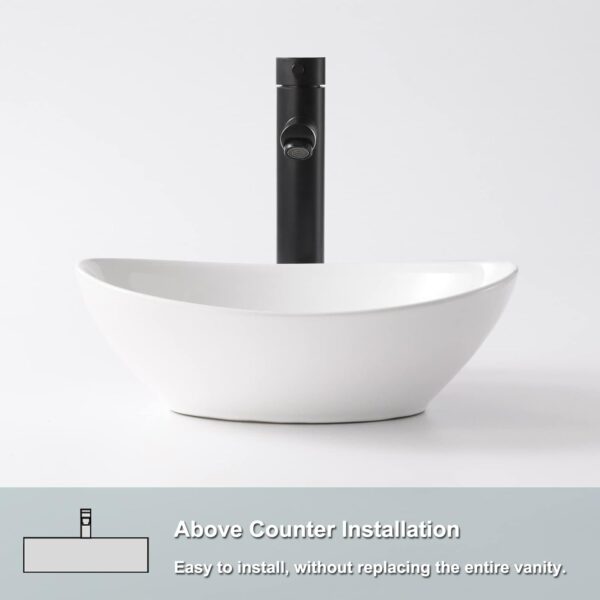 White Oval Countertop Basin - Model P02 - Image 3