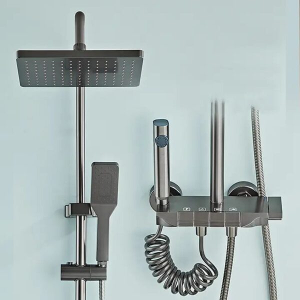 Modern Grey Piano Control Shower Mixer Set