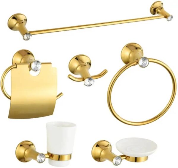 Crystal Golden Bathroom Accessories Set