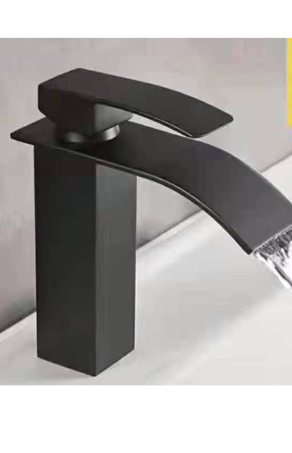 Matte Black Waterfall-Style Basin Mixer - Image 2