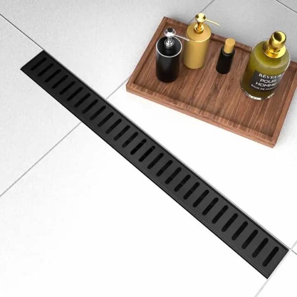 60x10cm Black Striped Shower Floor Drain