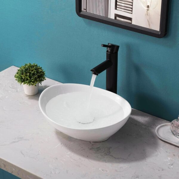 White Oval Countertop Basin - Model P02 - Image 2