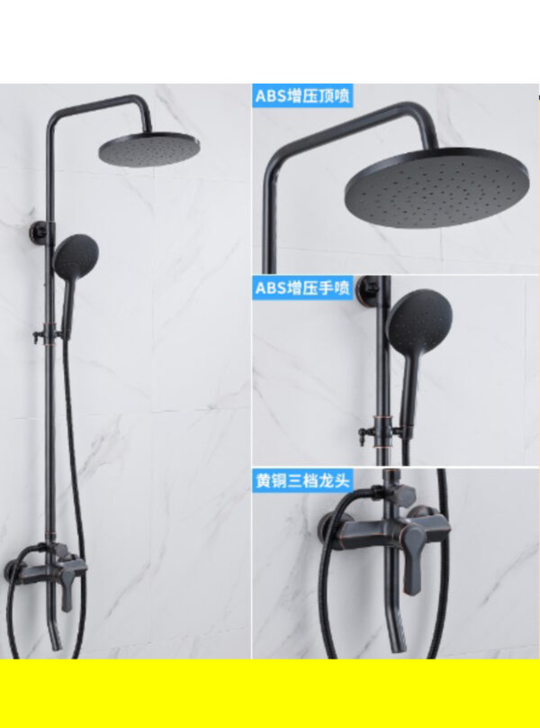 Black Drop-Tap Round Shower Mixer