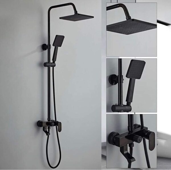 Black Heavy-Gauge Shower Set