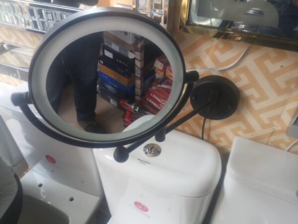 Black Triple-Magnification Round LED Mirror