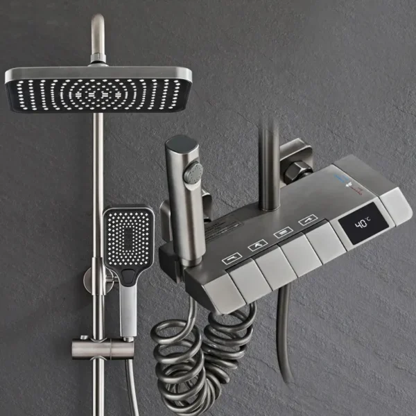 Grey Piano Five-Function Shower Mixer with Display - Image 2