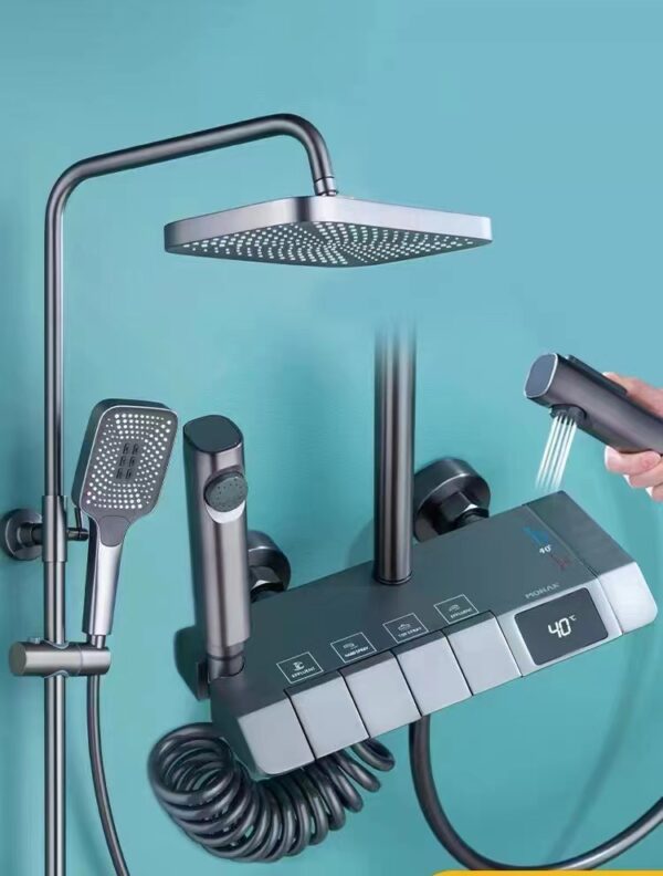 Grey Piano Five-Function Shower Mixer with Display - Image 3