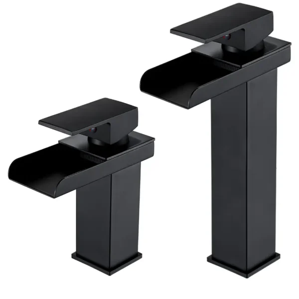 Matte Black Half-Cut Waterfall Basin Mixer - Image 2