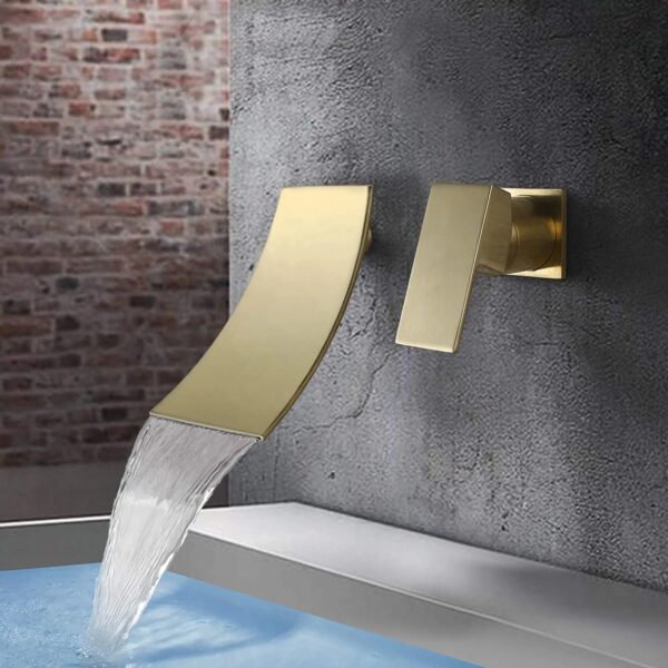 Gold Finish Waterfall Concealed Basin Mixer