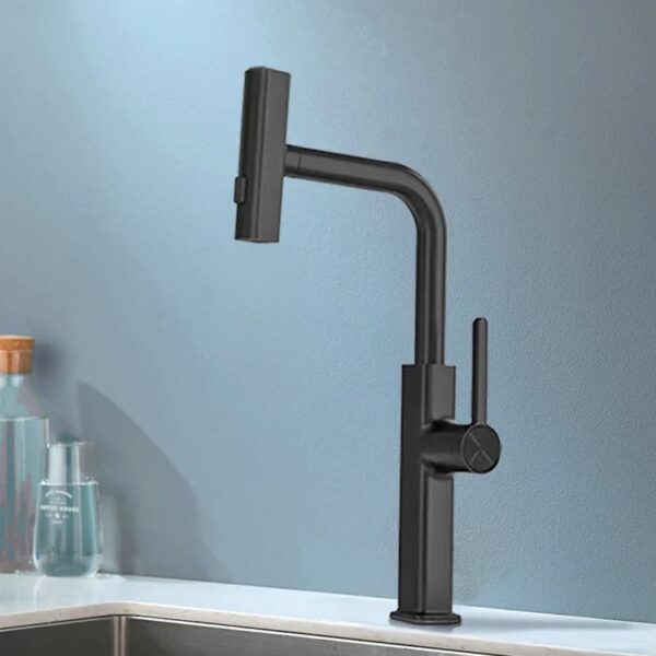 Modern Black 2-Way Spout Pullout Basin/Sink Mixer - Image 5