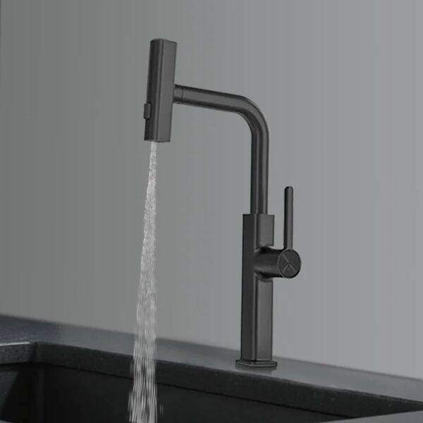 Modern Black 2-Way Spout Pullout Basin/Sink Mixer - Image 2