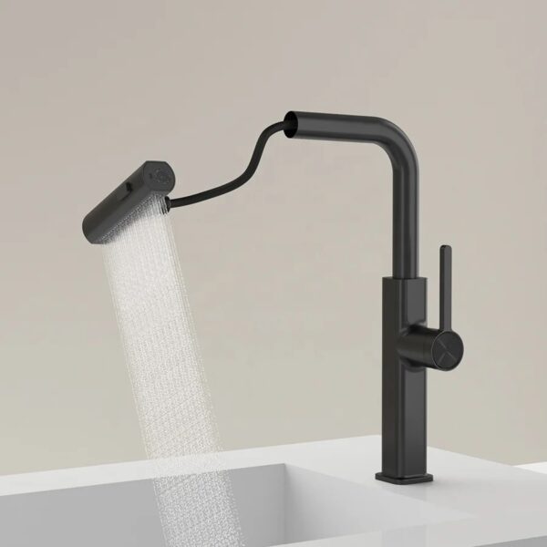 Modern Black 2-Way Spout Pullout Basin/Sink Mixer - Image 3