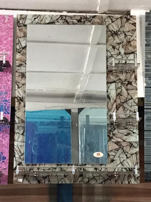 Glass Wall Mirror with Marble Effect Frame