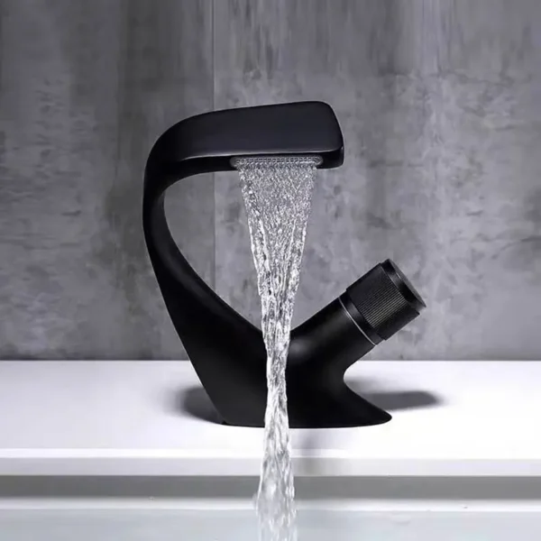 Designer Black Waterfall Basin Mixer