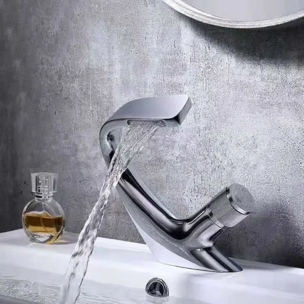 Chrome Waterfall Designer Basin Mixer