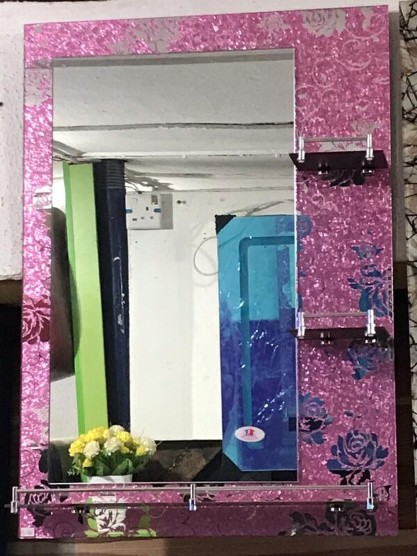 Pink Glass Framed Wall Mirror