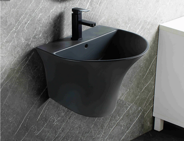 Black Round Executive Wall-Mounted Basin - Image 3