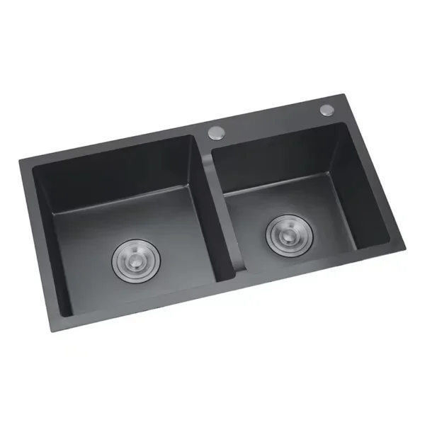 Black Almond Double Bowl Sink - Model KS-AS05