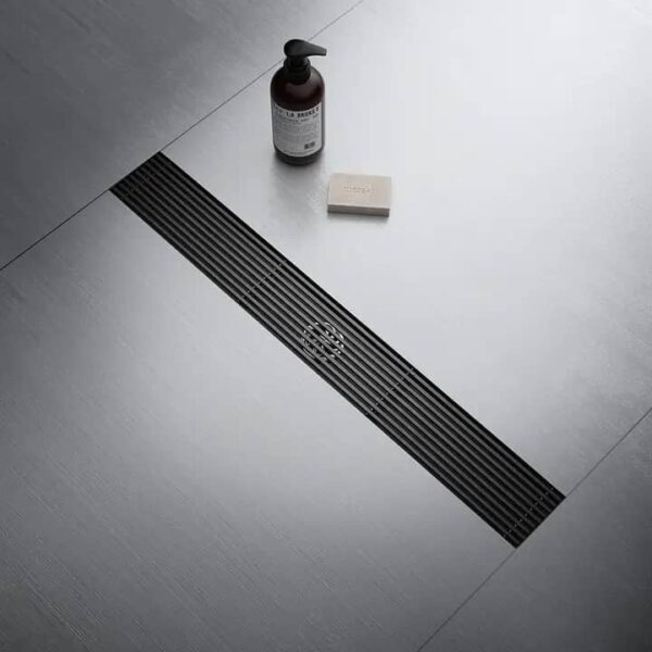 SUS304 Matte Black Linear Shower Floor Drain, 60x8cm